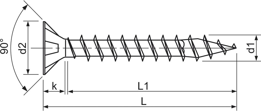 TORNILLO UNIVERSAL CABEZA PLANA 5 X 60 MM RANURA EN CRUZ Z2 4CUT WIROX 1081010500605 3