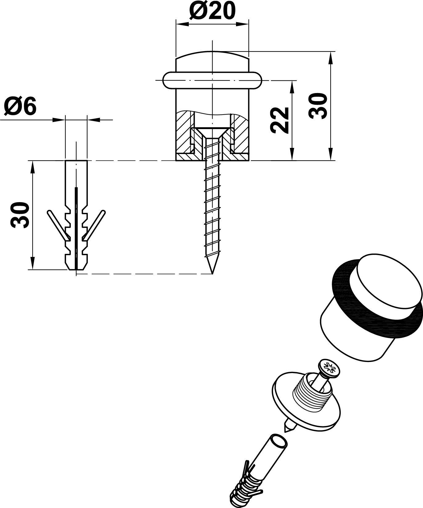 TOPE PUERTA 301-25 A.INOX DISPLAY 2