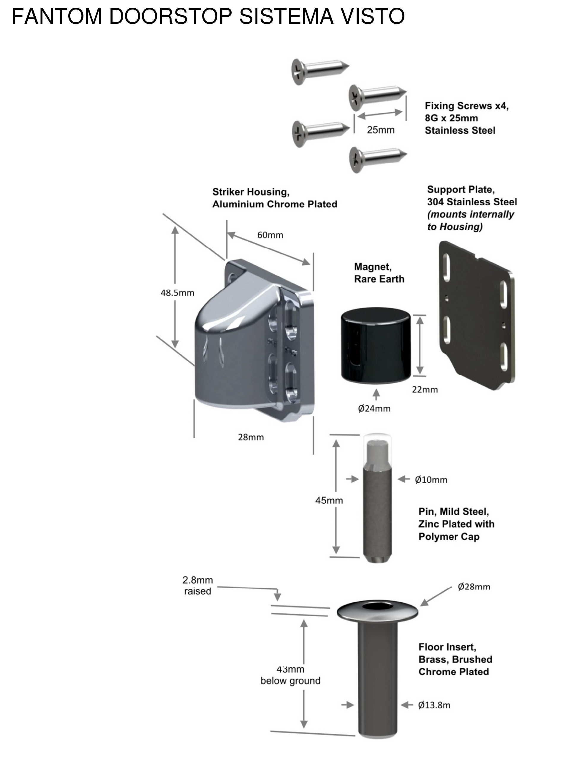 TOPE PUERTA FANTOM INOX MATE 2