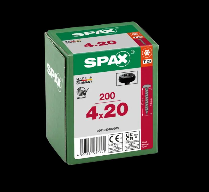 TORNILLO SPAX C/RE NEGRO 4,0X20 T20 200U 3