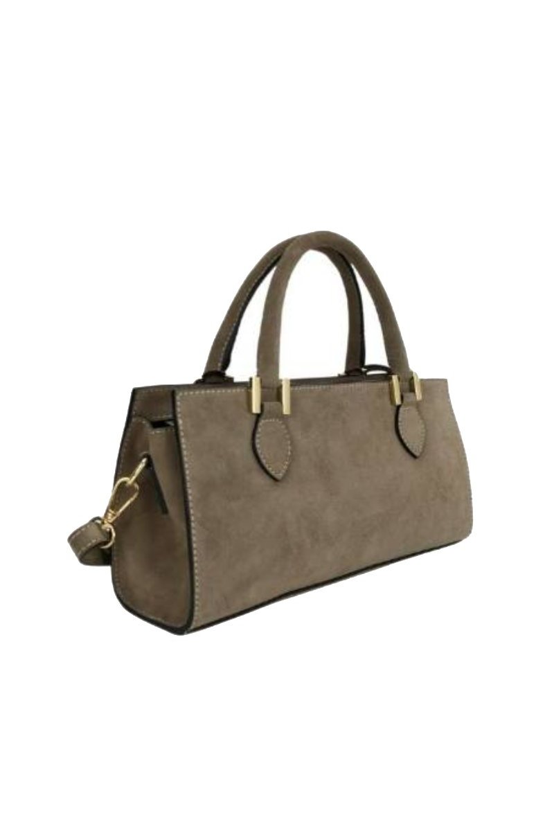 BOLSO PIEL SERRAJE RECTANGULAR - COLOR TAUPE 2