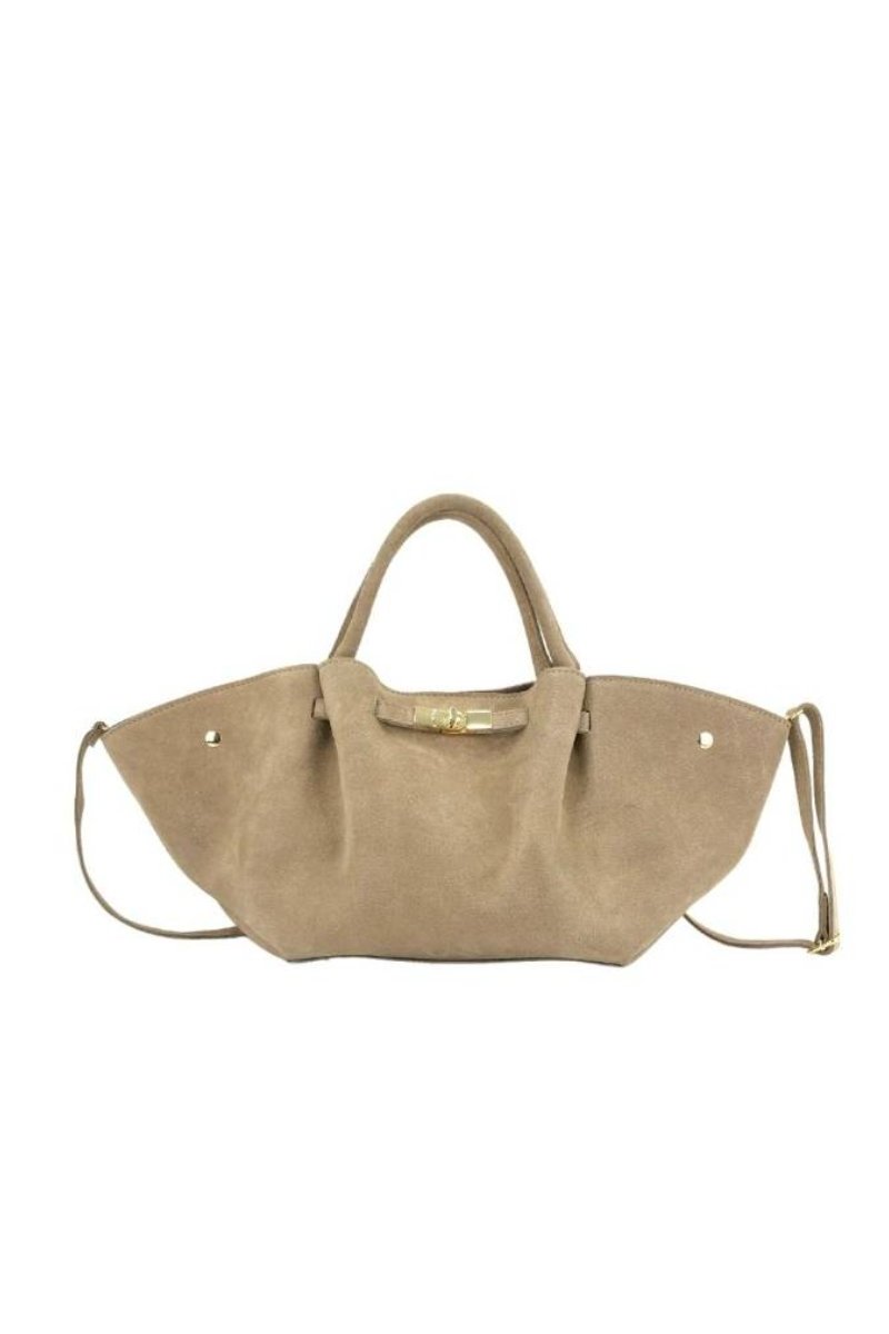 SHOPPING PIEL CON FRUNCE - COLOR TAUPE