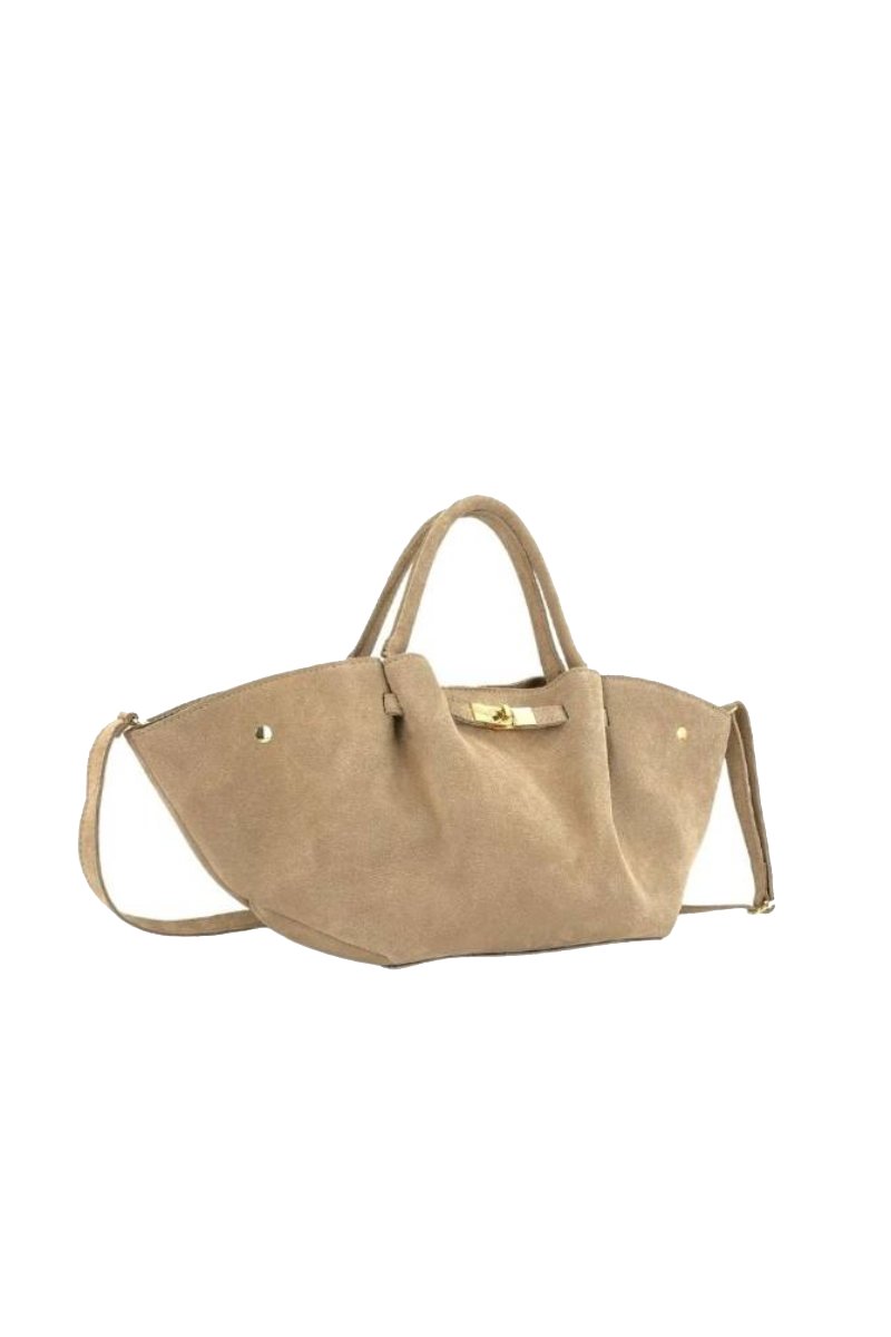 SHOPPING PIEL CON FRUNCE - COLOR TAUPE 2
