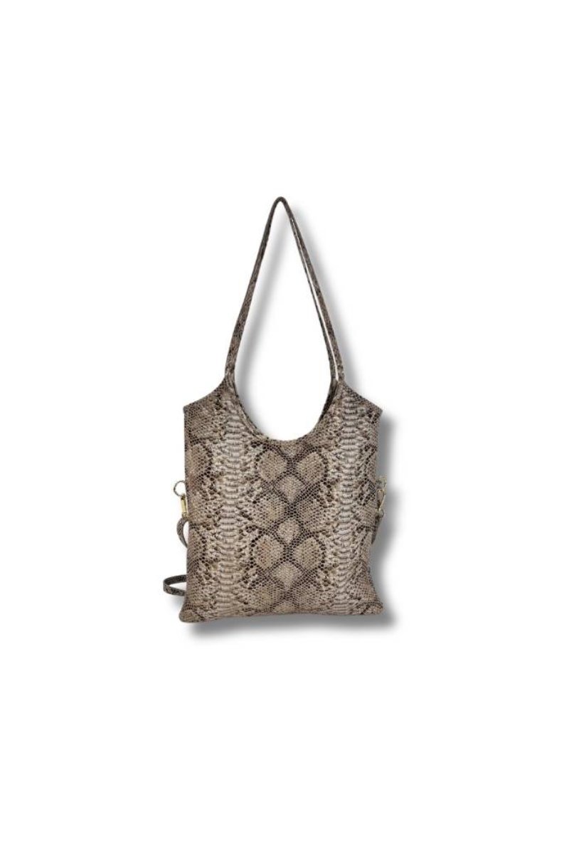 SHOPPING PIEL PLANO SIMIL SNAKE - COLOR MARRÓN 2