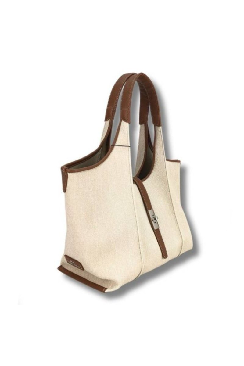 BOLSO CANVAS ENGOMADO CON HEBILLA - COLOR CRUDO 2