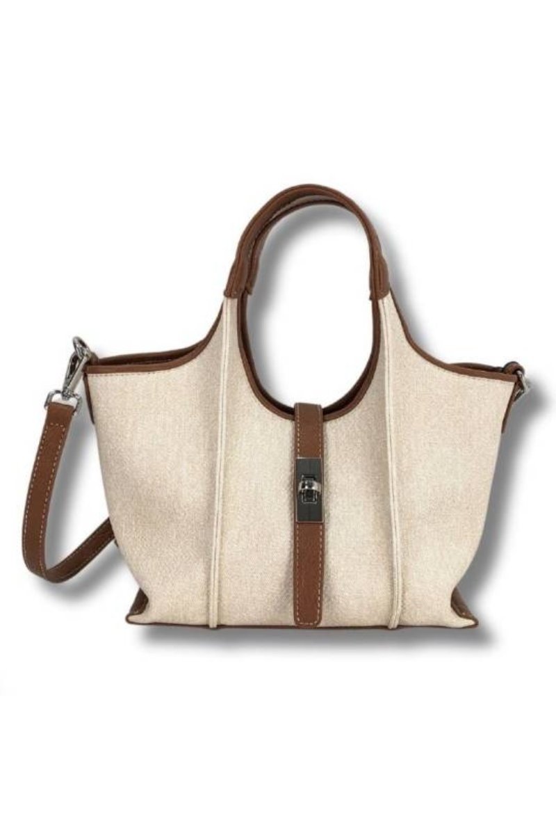 BOLSO CANVAS ENGOMADO CON HEBILLA - COLOR CRUDO 1