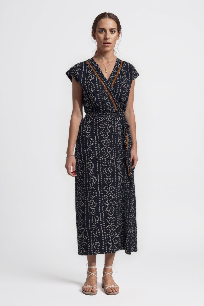 VESTIDO MANGA CORTA BLACK BROWN - COLOR MARINO