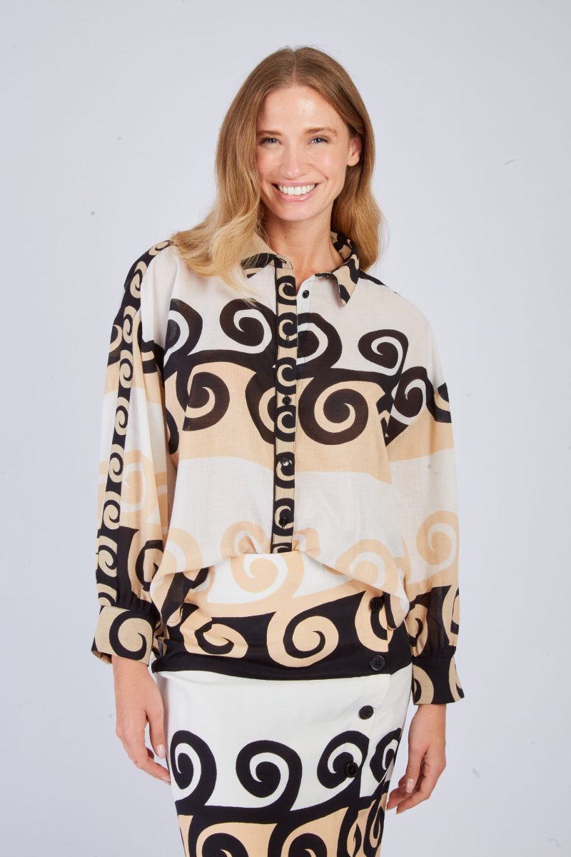 CAMISA ESTAMPADA LYDIA - COLOR ECRU