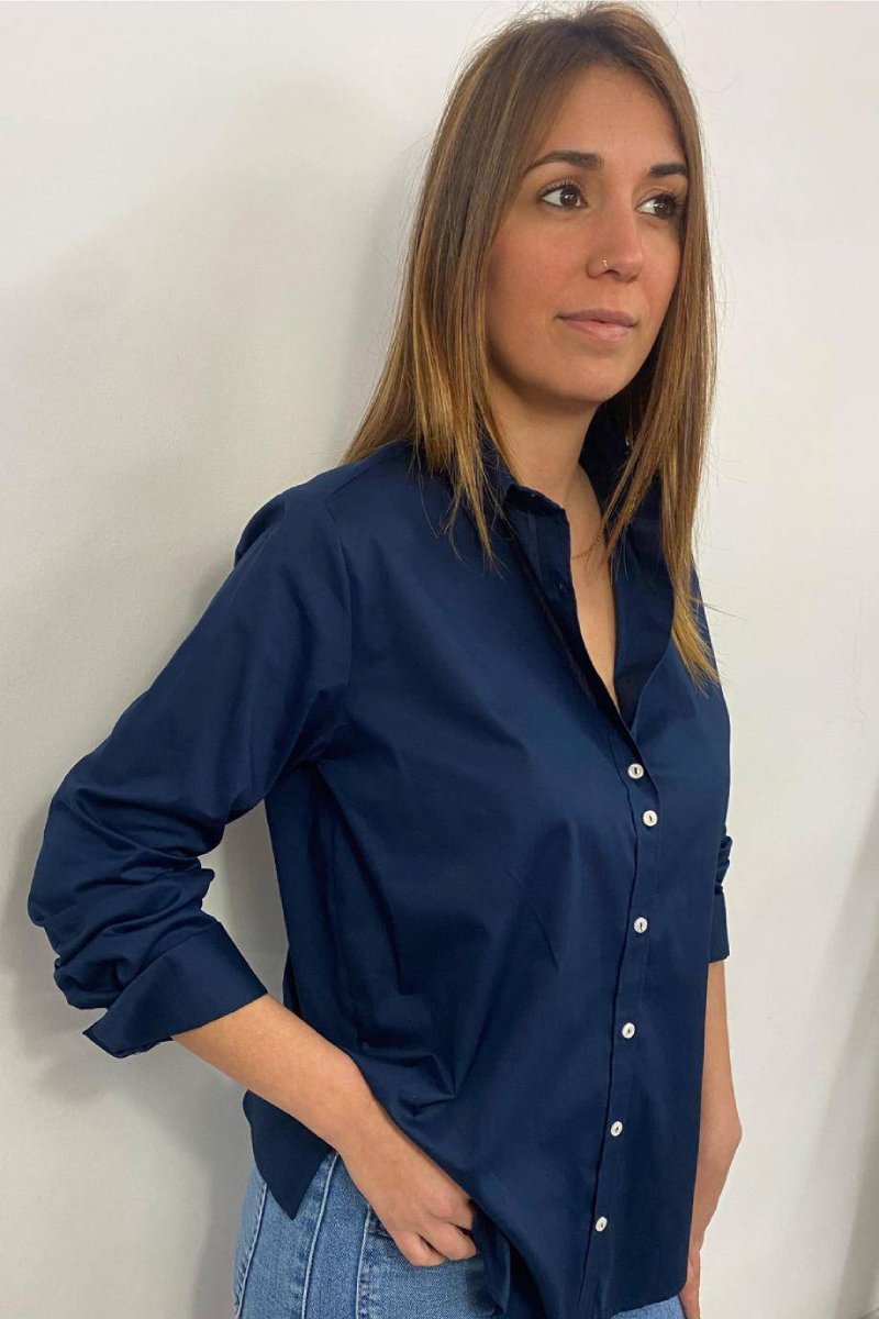 CAMISA ALGODÓN LYCRA - COLOR AZUL MARINO 2