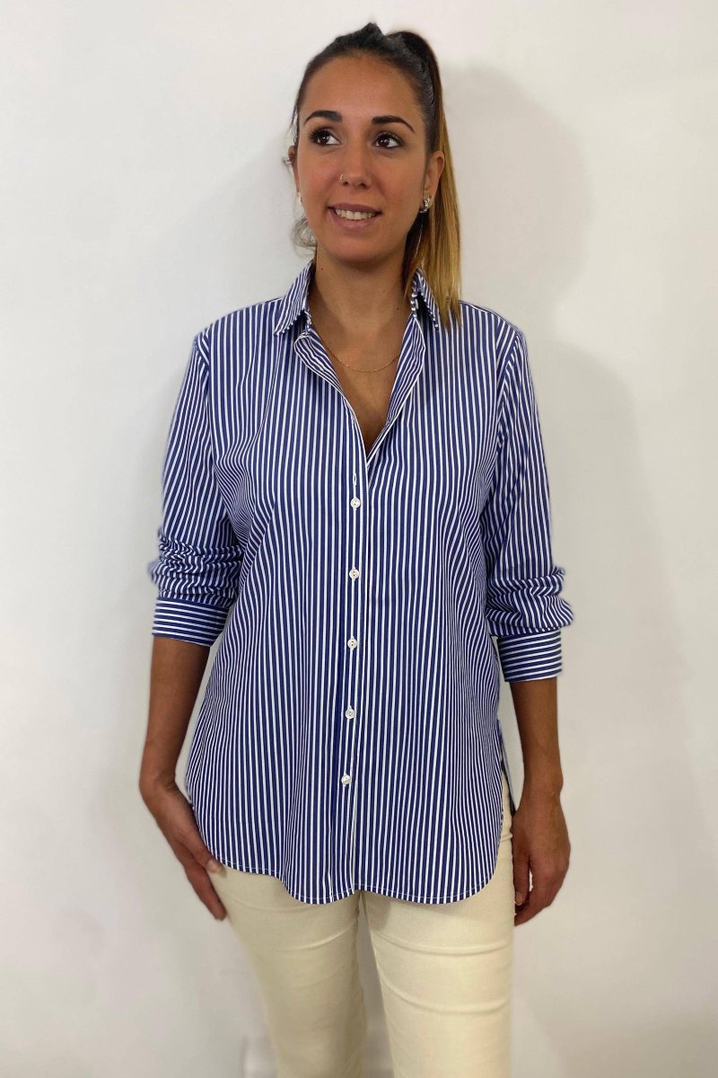 CAMISA ENTALLADA RAYAS - COLOR RAYAS AZUL MARINO