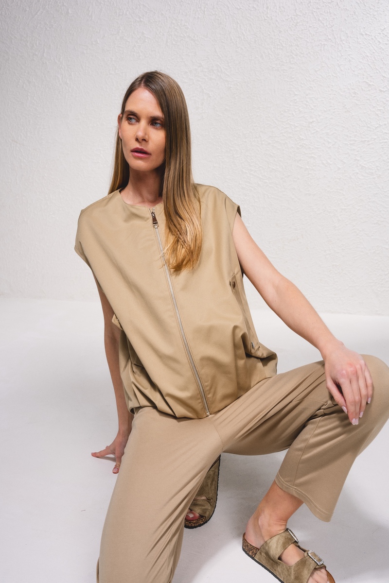 CHALECO SMF OVERSIZE BEIGE