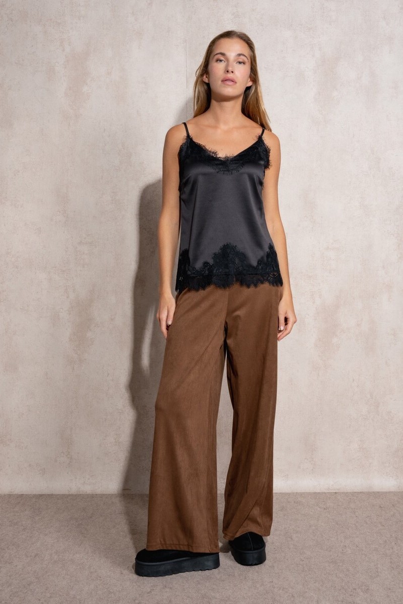 PANTALÓN ANCHO COLOR MARRÓN