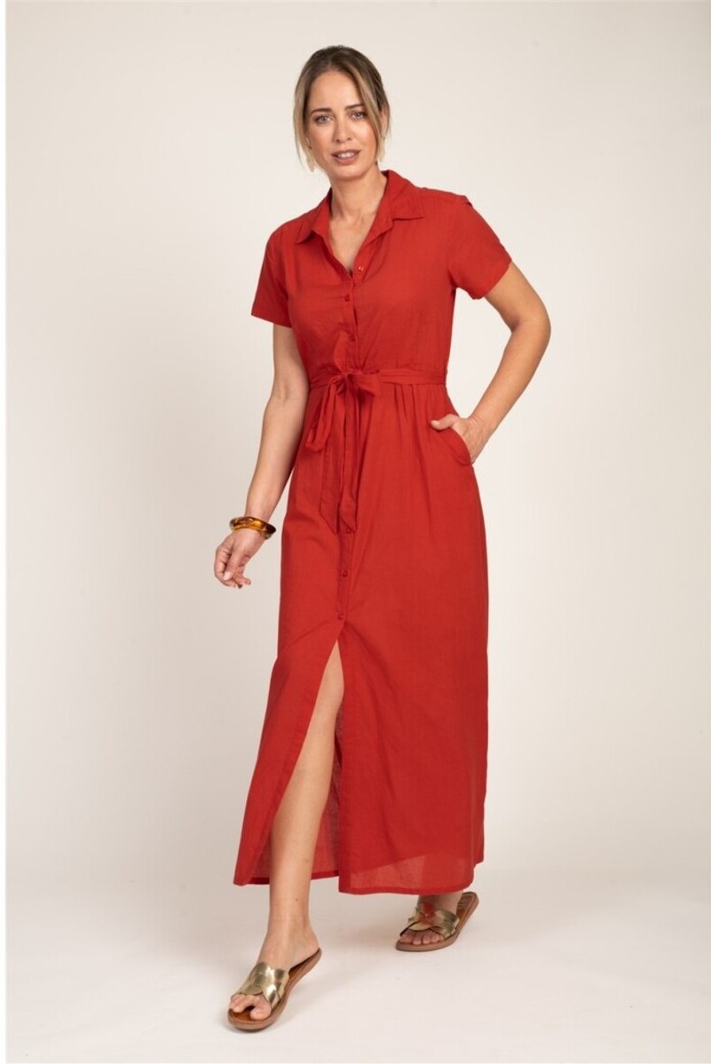 VESTIDO LARGO HIBISCO COLOR ROJO 3