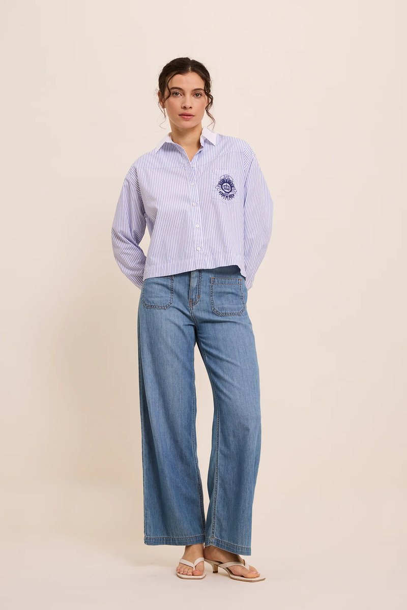 PANTALÓN VAQUERO ANCHO LUCIA CROP WIDE COLOR AZUL