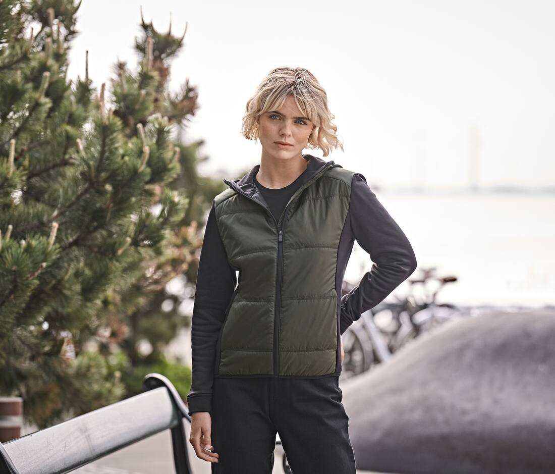 Chaqueta con capucha dos materiales mujer - TJ9113 (456.54)