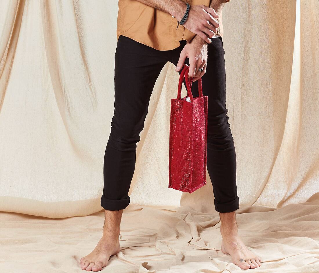Shimmer Jute Bottle Bag  - W433