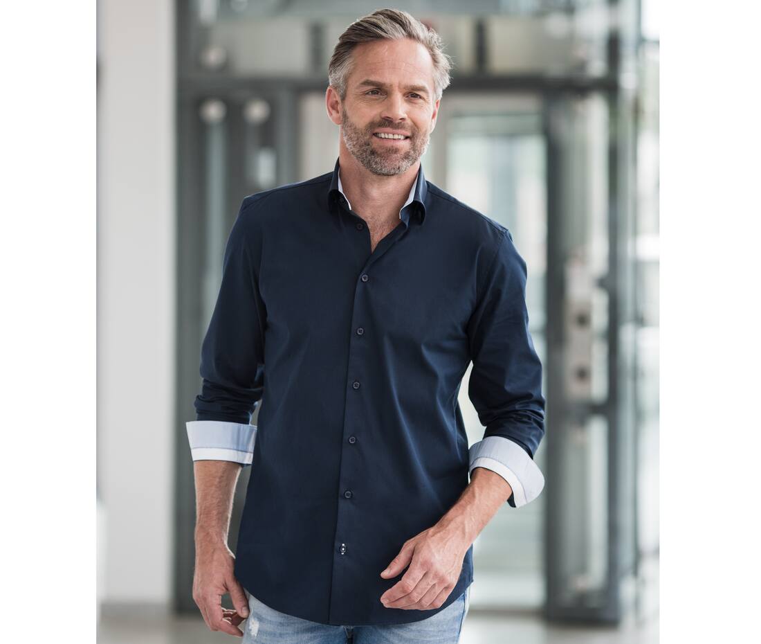 Men`s LS Tailored Contrast Ultimate Stretch Shirt - R-966M-0(023.00)
