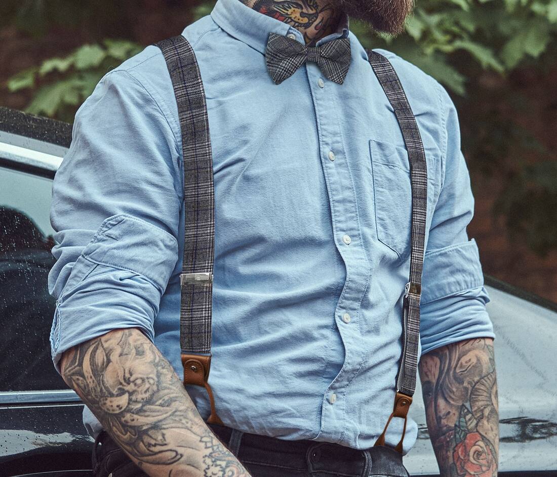 Elegantes tirantes urbanos con estampado de cuadros (glencheck)  - KYAG5
