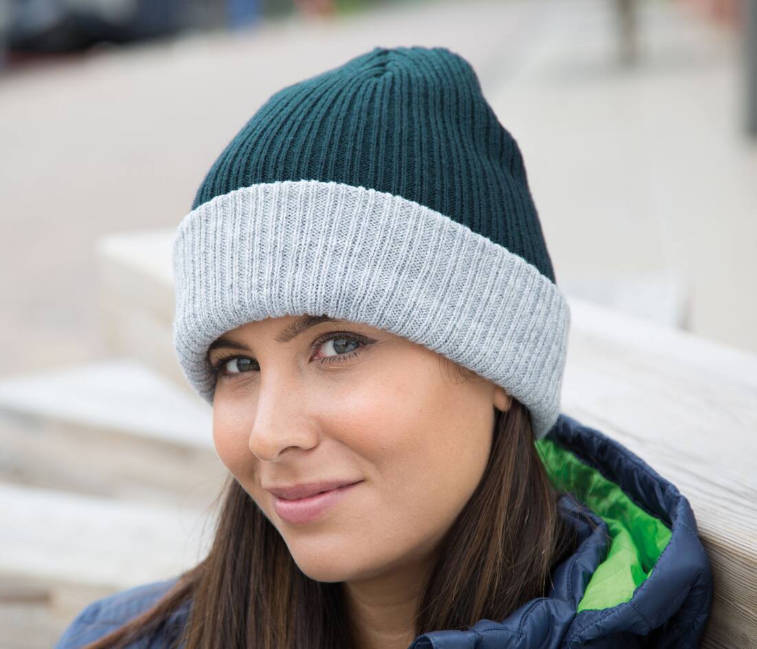 GORRO DE PUNTO DE DOBLE CAPA ACRILICO CON SOLAPA - RC378X