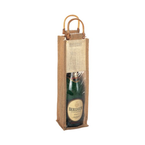 BOLSA PARA BOTELLAS DE ASA CORTA de YUTE/BAMBÚ (gr) 20X37X10cm.