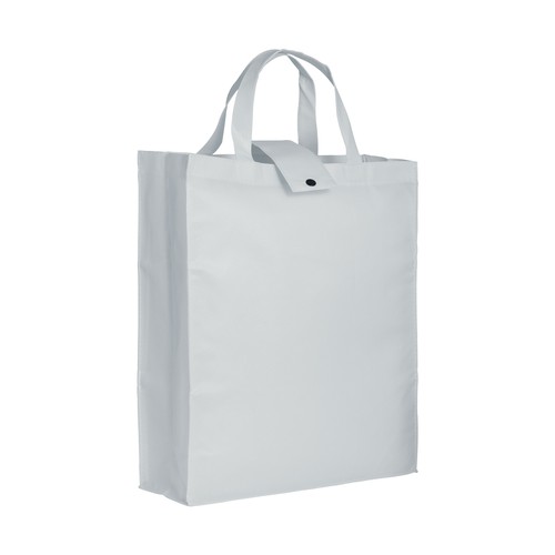 BOLSA PLEGABLE DE ASA CORTA, CERRADA 9X10 CM de TNT SELLADO (80gr) 32X42X13