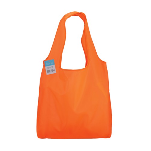 BOLSA PLEGABLE DE ASA LARGA, CERRADA 14X11 CM de R-PET (210Tgr) 38X40(+28)X