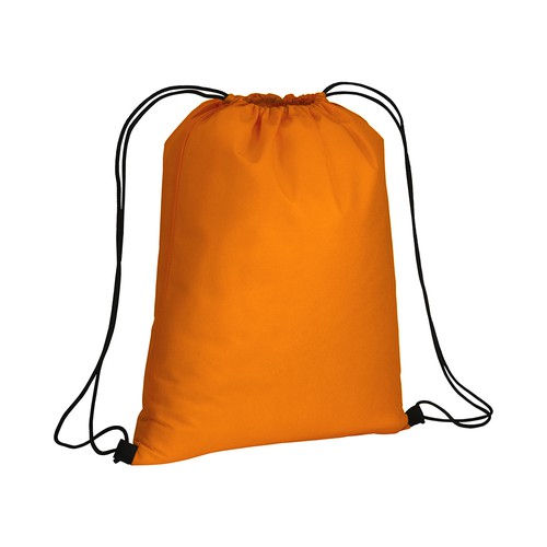 MOCHILA DE CUERDAS NEGRAS de TNT (70gr) 33X40cm.