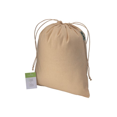 BOLSA CON CUERDAS de ALGODÓN ORGÁNICO (140gr) 25X30cm.