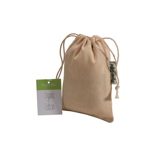 BOLSA CON CUERDAS de ALGODÓN ORGÁNICO (140gr) 10X14cm.