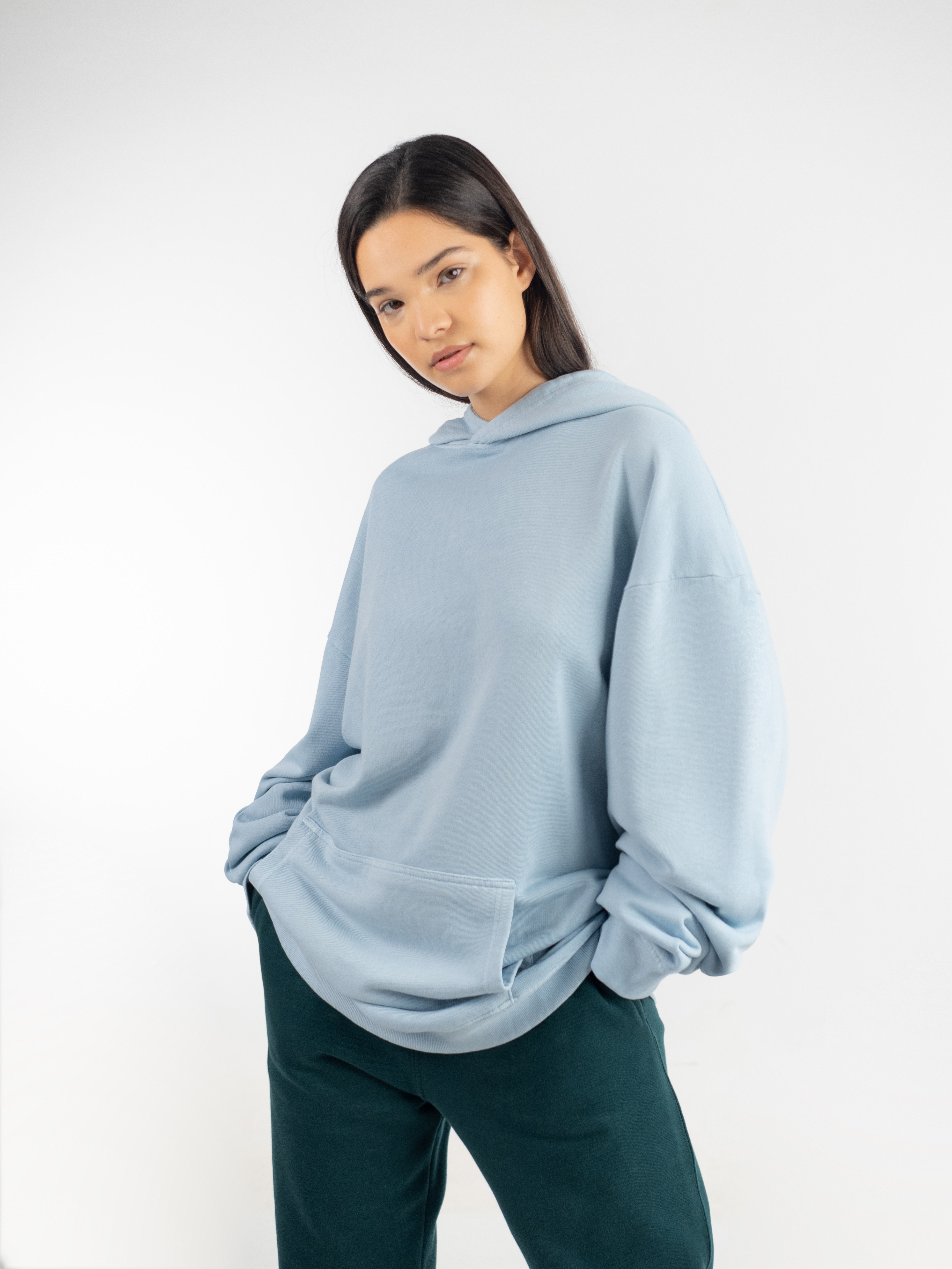 HUDSON - Sudadera con capucha oversize efecto lavado french terry 350gr
