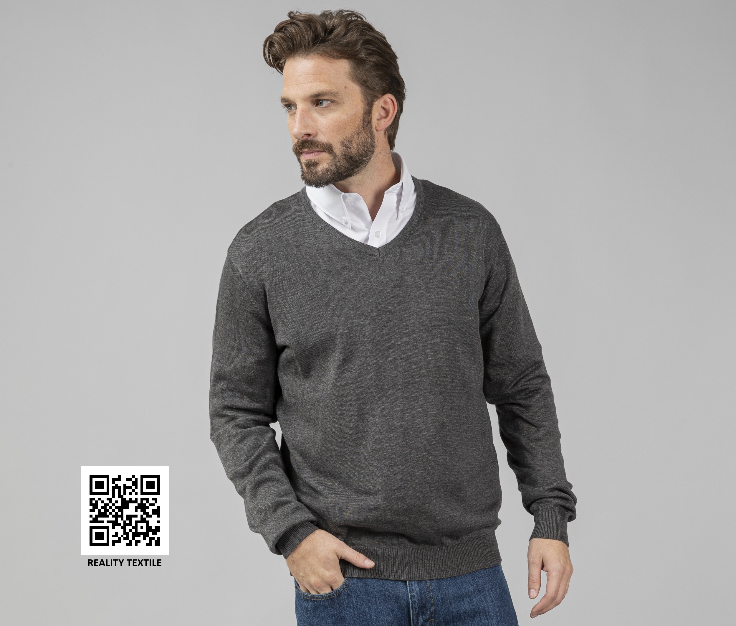 Suéter de cuello en V para hombre - PK450