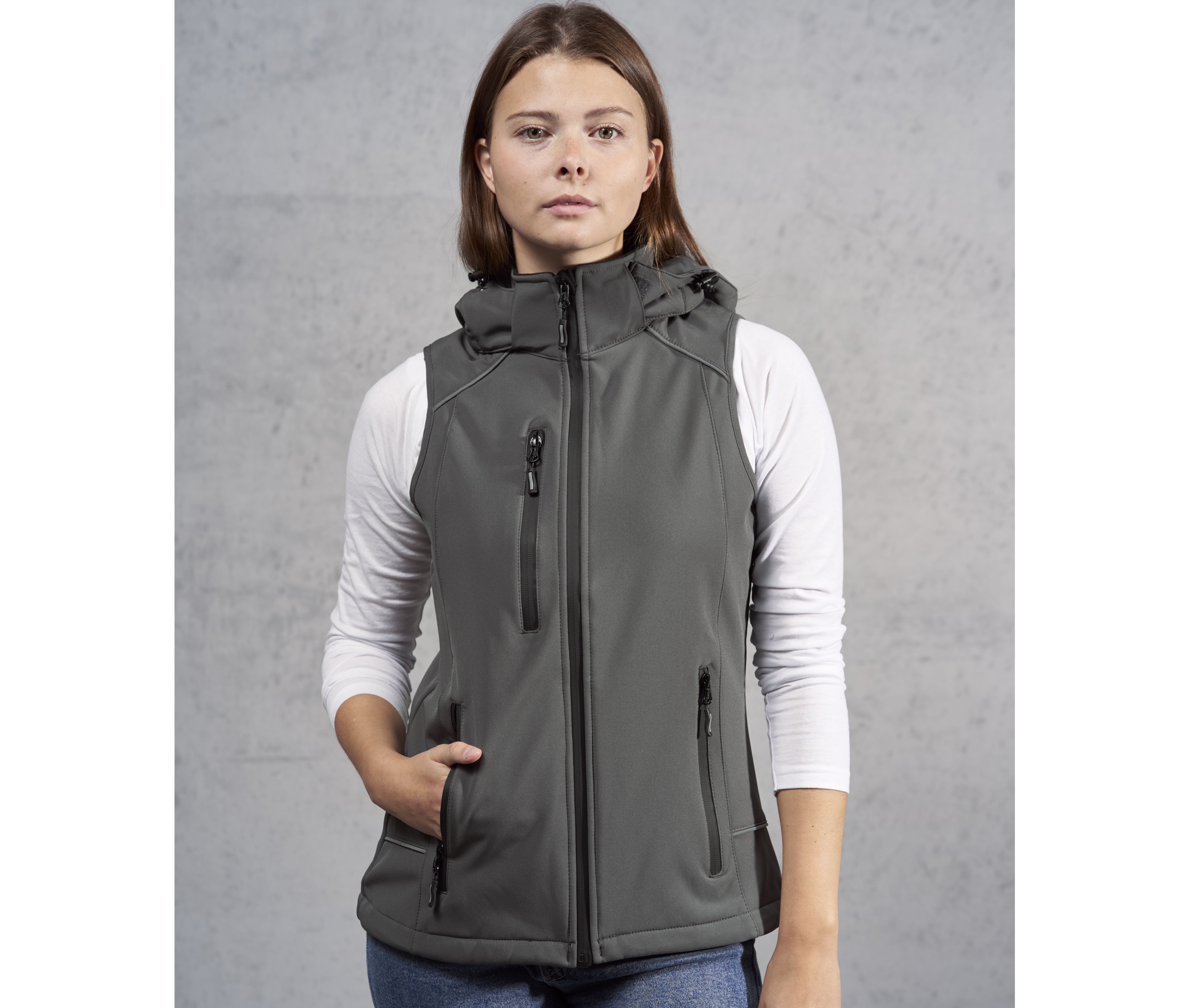 Chaleco Softshell con capucha para mujer - PM7845