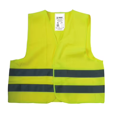 Chaleco de alta visibilidad en poliéster fluorescente con bandas reflectant
