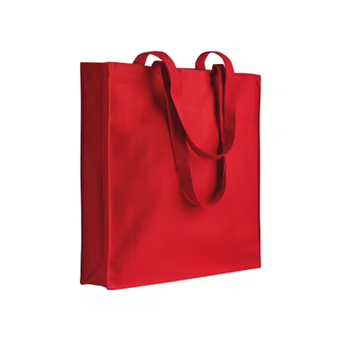 Bolsa de algodón/poliéster reciclado de 180 g/m2, asas largas y fuelle