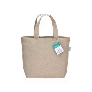 Bolsa de algodón reciclado, 150 g/m², con asas cortas