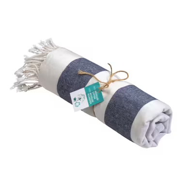 Toalla de playa/pareo de algodón reciclado de 180 g/m² con flecos, med