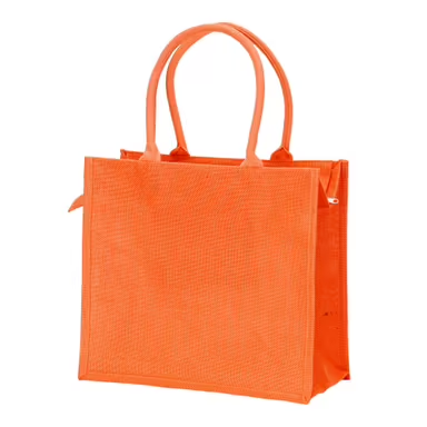 Bolsa de yute con asas de algodón. Equipada con cierre de cremallera
