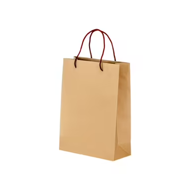 Bolsa de papel reciclado natural de 150 g/m2 con fuelle y asas cortas de co