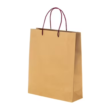 Bolsa de papel reciclado natural de 150 g/m2 con fuelle y asas cortas de co