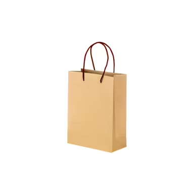 Bolsa de papel reciclado natural de 150 g/m2 con fuelle y asas cortas de co