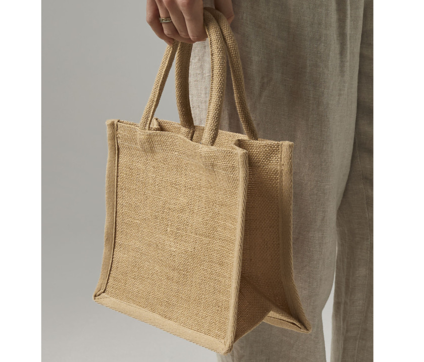 Mini Bolsa de regalo de yute natural almidonado - W477 (940.28)