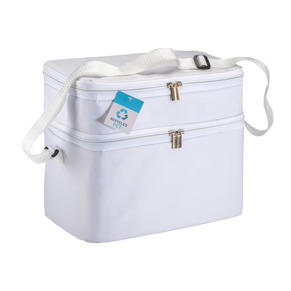 BOLSA NEVERA CON INTERIOR PLATEADO Y DOBLE COMPARTIMIENTO de RPET POLIESTER