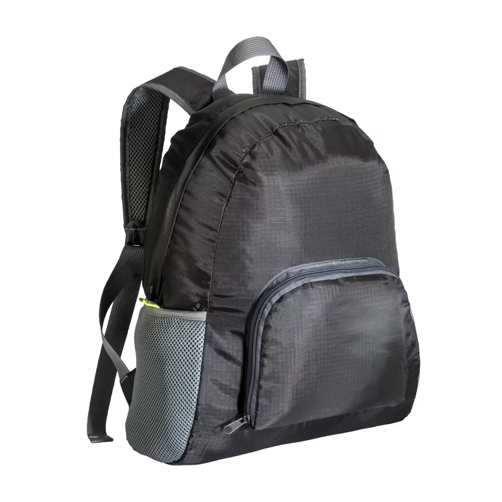 MOCHILA PLEGABLE DE POLIÉSTER ANTIDESGARRO, PLEGABLE EN UN BOLSILLO de POLI