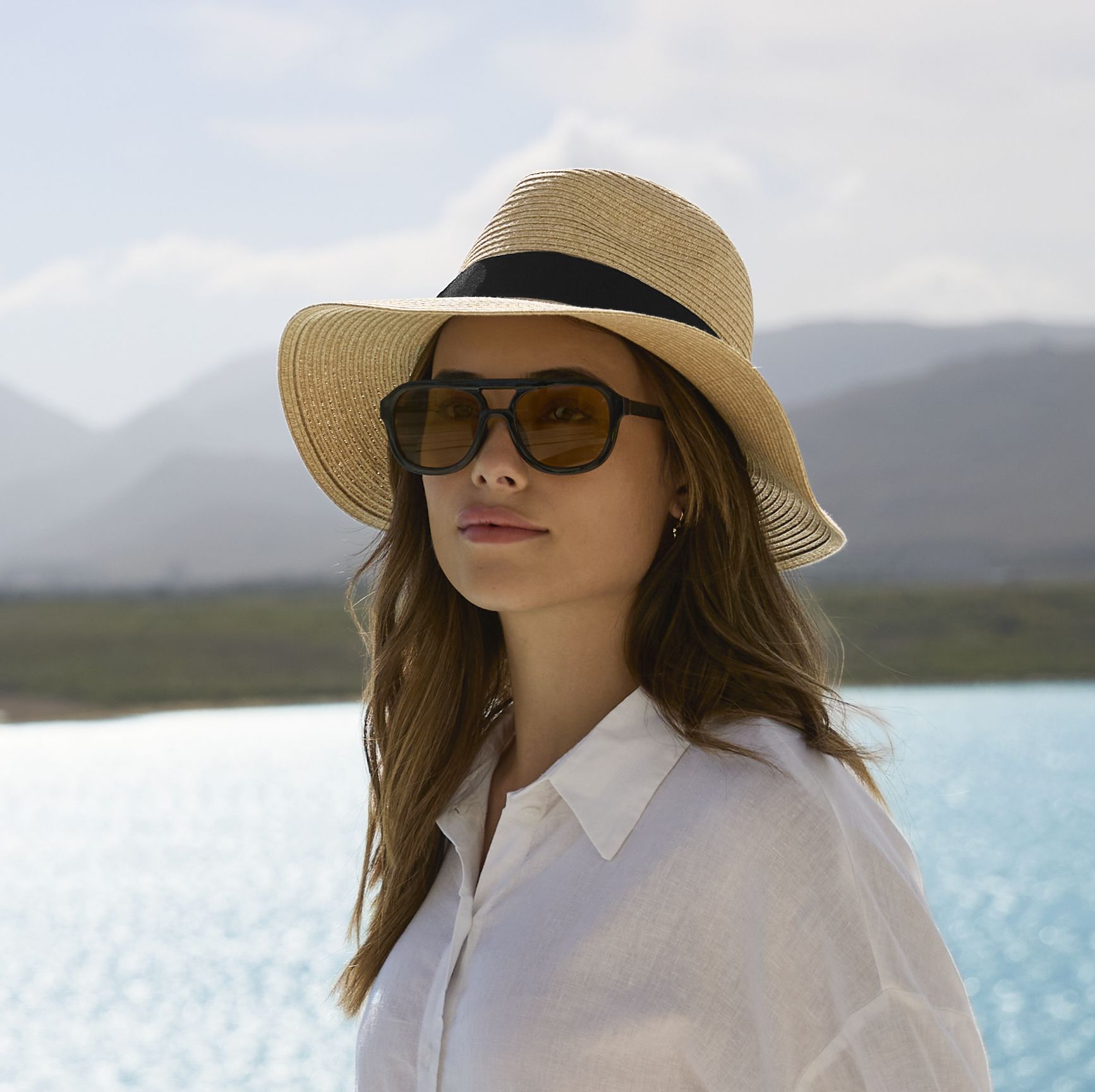 Sombrero de papel trenzado que imita la paja - B725