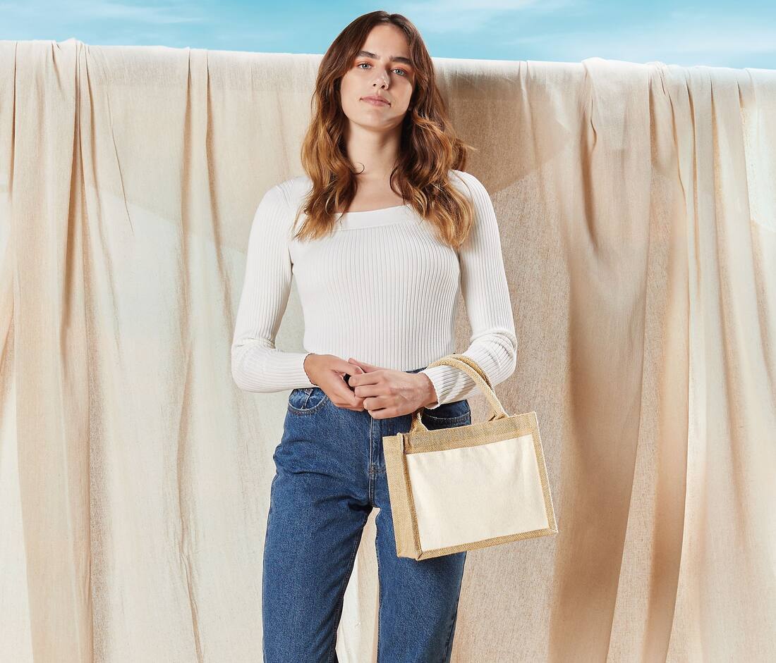 Bolsa pequeña de yute y algodón - W425 (650.28)