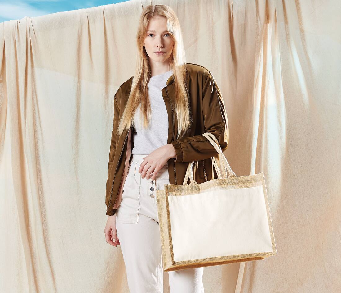 Bolsa shopper de yute y algodón - W427 (652.28)