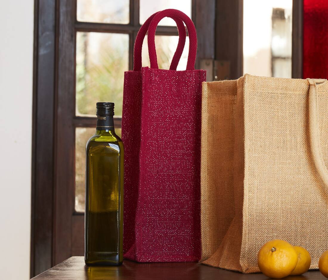 Shimmer Jute Bottle Bag - W433