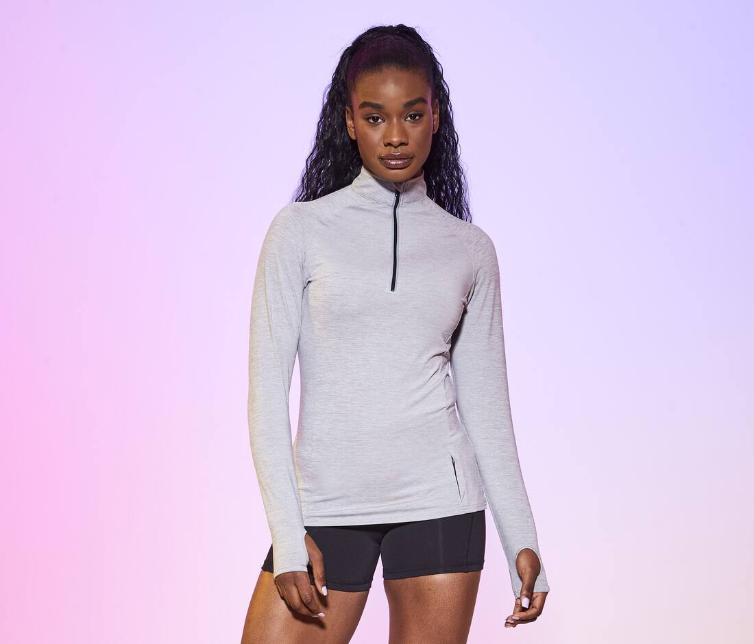 Camiseta deportiva con cuello de cremallera para mujer - JC035