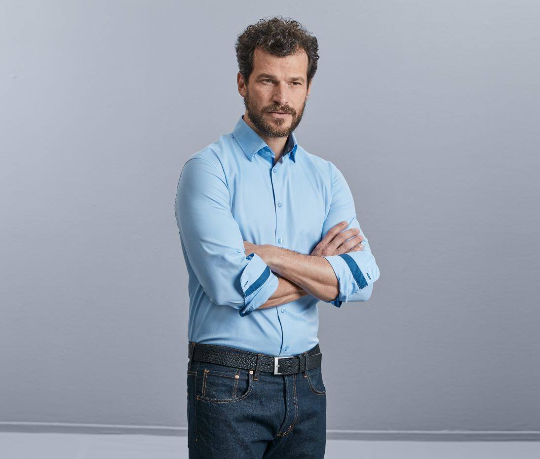 Tailored Contrast Herringbone Shirt LS - R-964M-0(022.00)