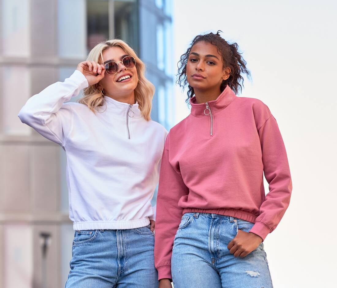 Sudadera corta con cremallera en el cuello mujer - JH037